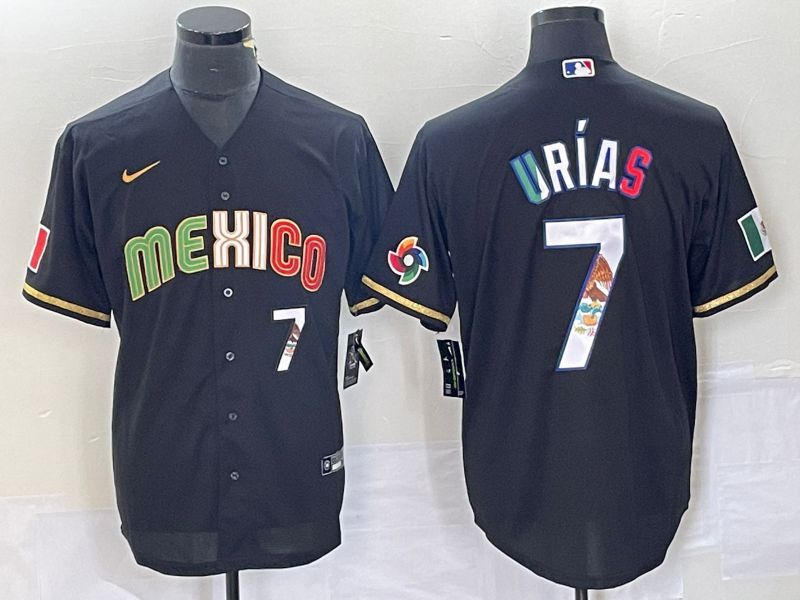 Men 2023 World Cub Mexico 7 Urias Black Nike MLB Jersey style 91811